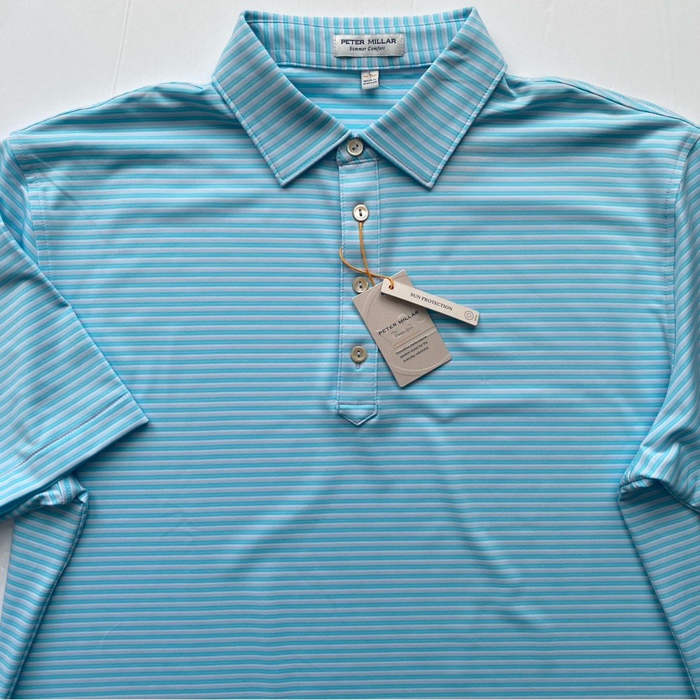 Peter Millar Bishop Performance Jersey Polo L Shaved Ice Summer Comfort